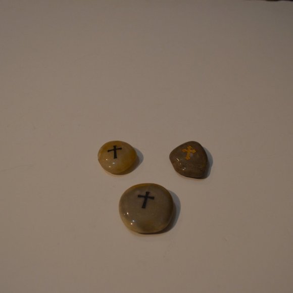 River Stones Tumbled Polished with Images of Cross 2' - Picture 2 of 5